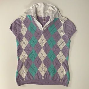 Women’s retro /vintage Argyle light sweater blouse